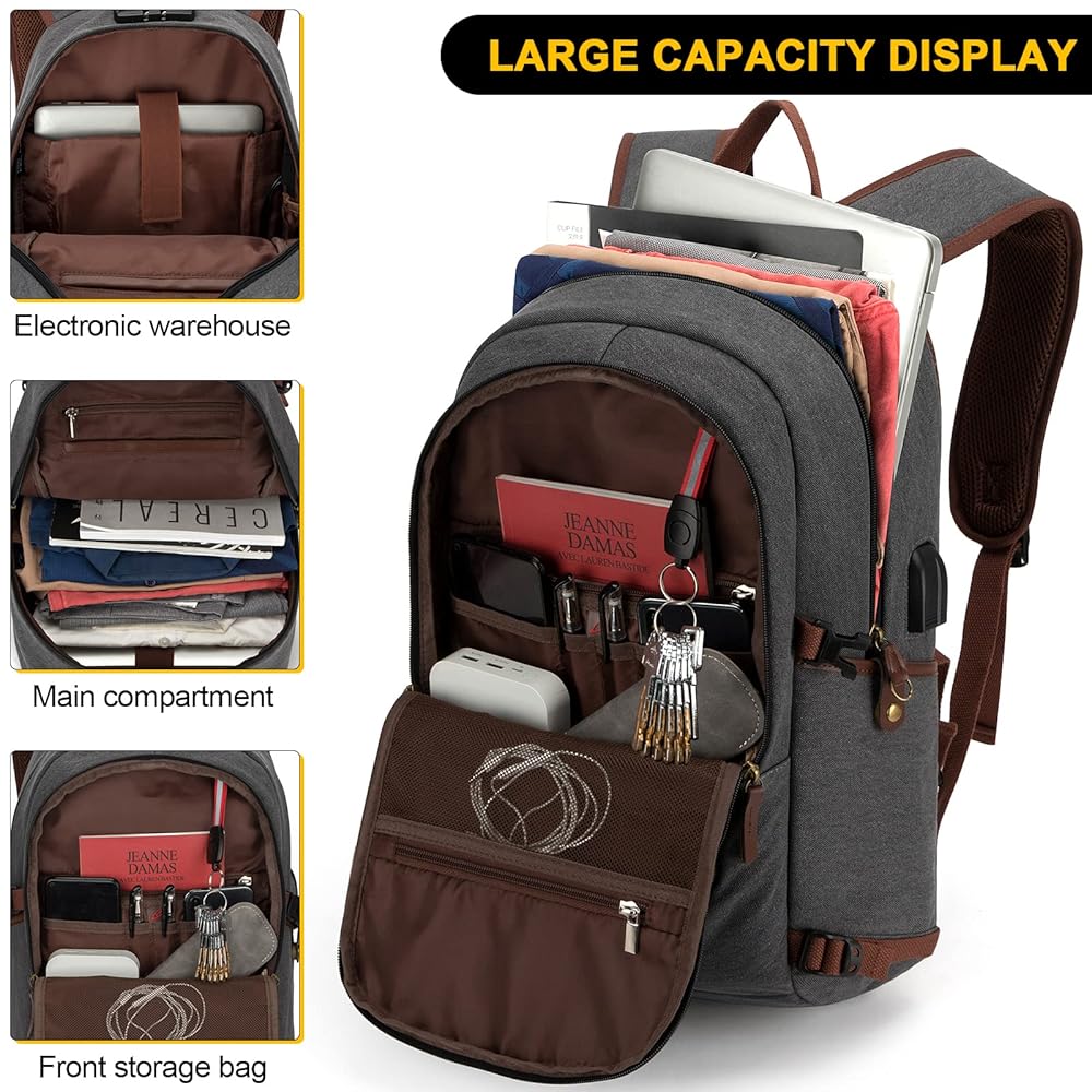 Amazon.com: Canvas Laptop Backpack-Anti Theft Bag for Men